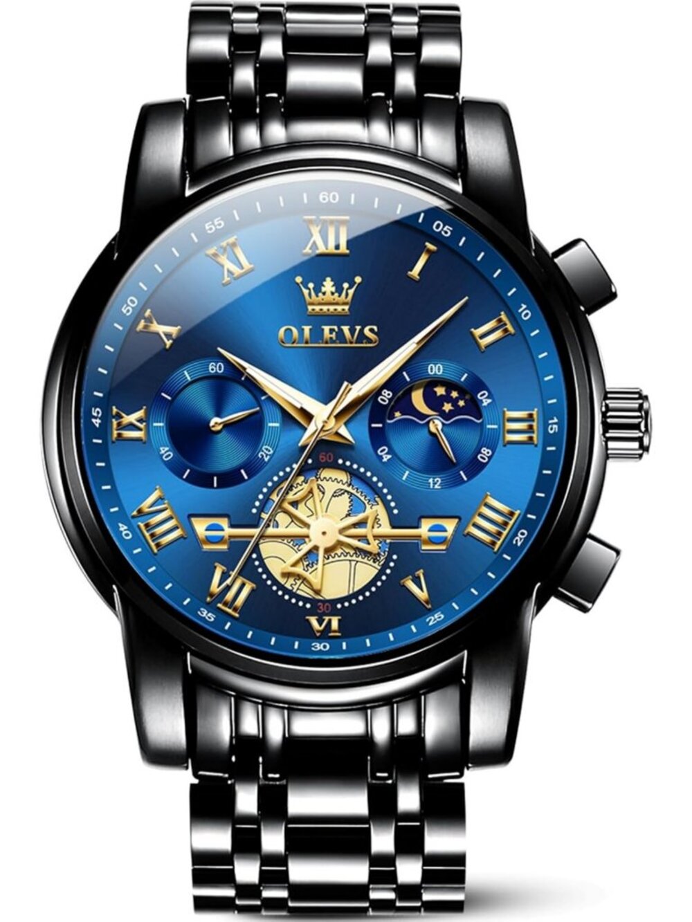 Luxury Waterproof Big Face Stainless Steel Multifunction Men's Watch - Stylish
